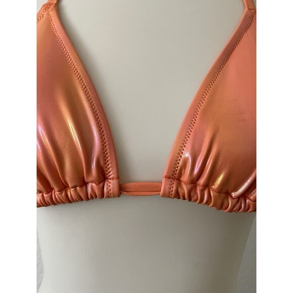 Aerie Swim Triangle Bikini Top Orange Metallic Swimwear - Picture 2 of 11